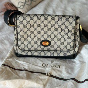 Vintage GUCCI GG Monogram Canvas Flap Should Bag | From the 80s